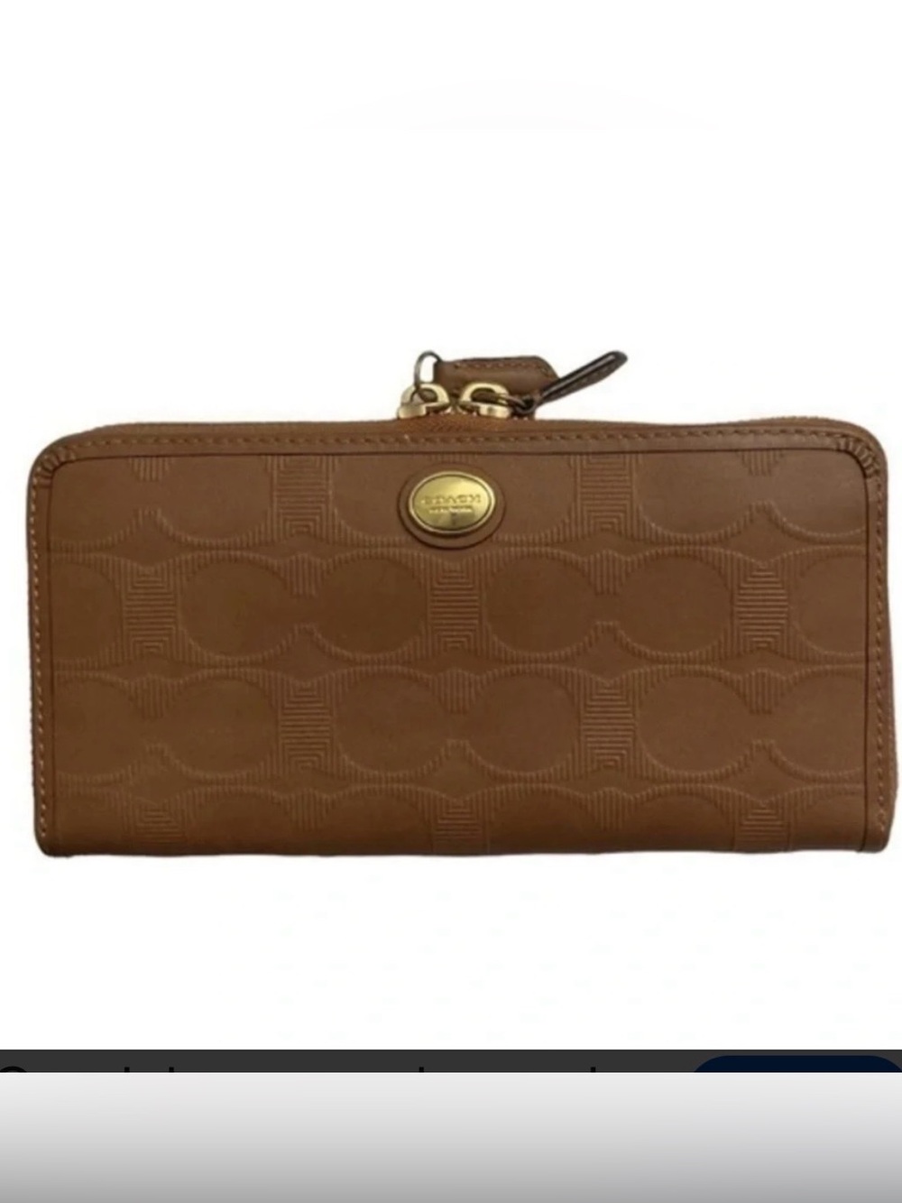 Coach Embossed Leather Accordian Zip Wallet